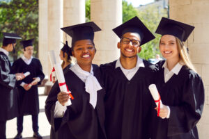 Smiling graduating students
